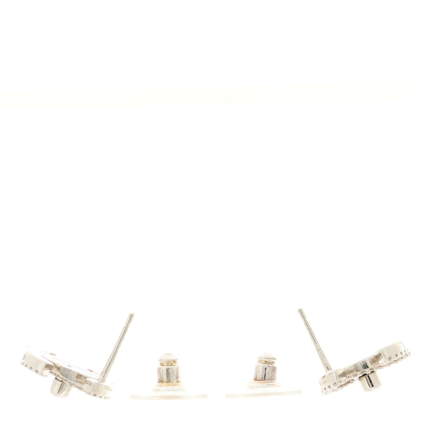 Crystal CC Turnlock Earrings Silver