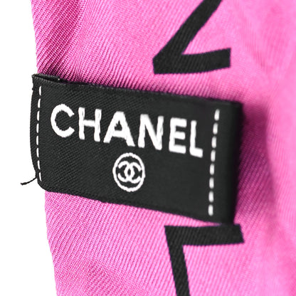 Chanel Silk CC Slim Bandeau Scarf Black Green Pink 4 of 4