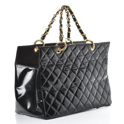 Chanel Patent Quilted Grand Shopping Tote GST Black 3 of 11