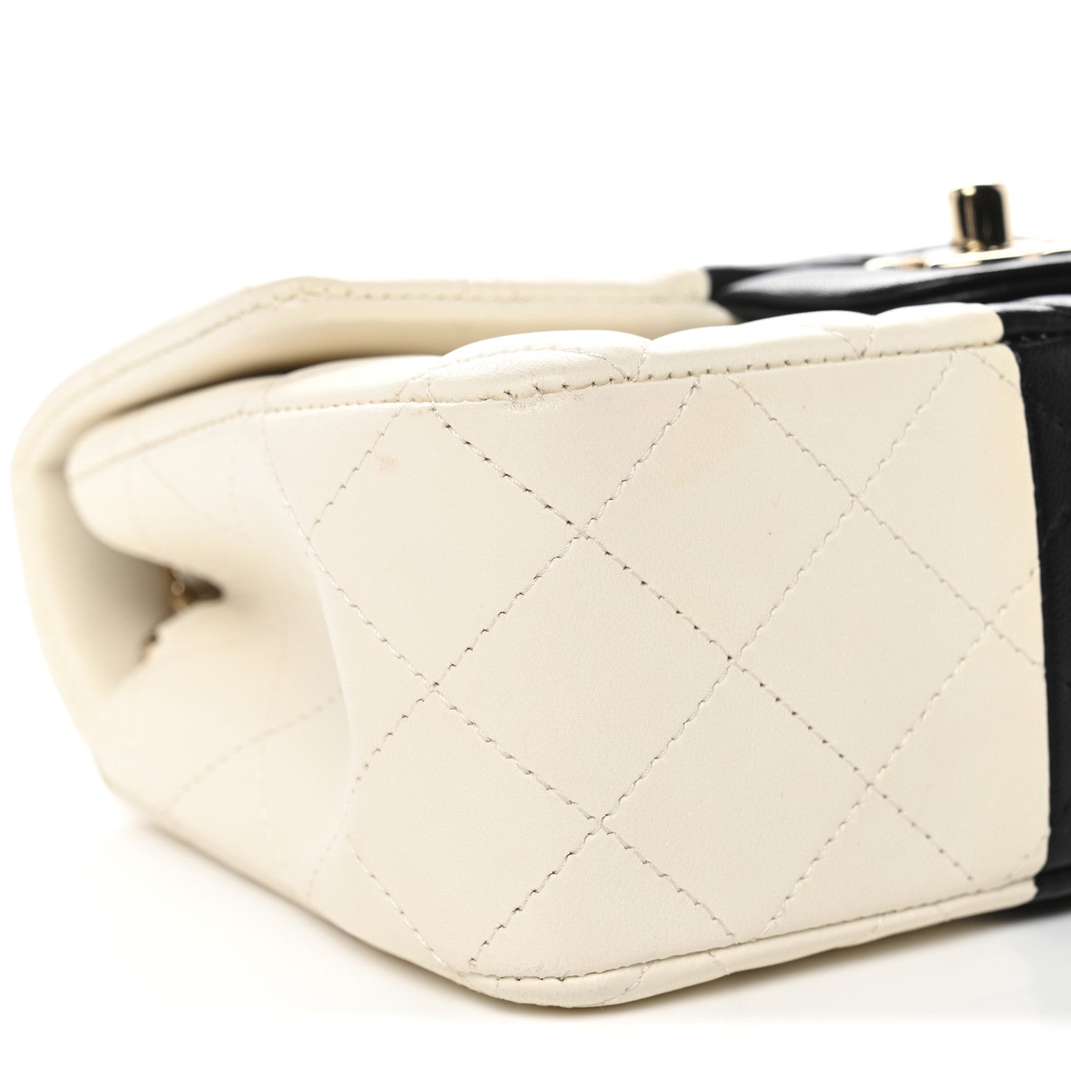 Chanel Lambskin Quilted Mini Rectangular Flap White Black 9 of 11