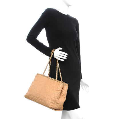 Chanel Calfskin Quilted Small Chain Me Tote Light Beige 2 of 15