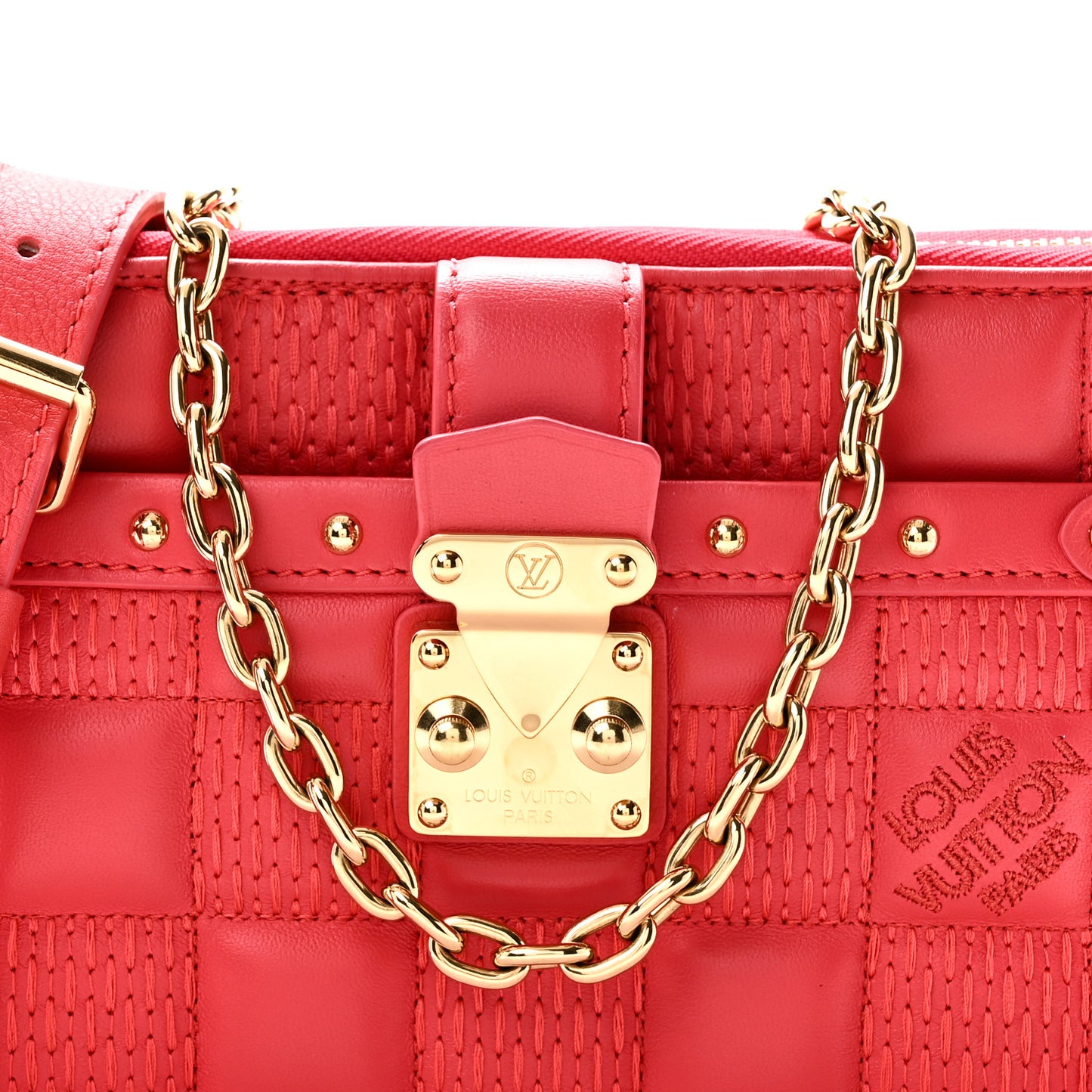 Lambskin Damier Quilt Troca PM Rose