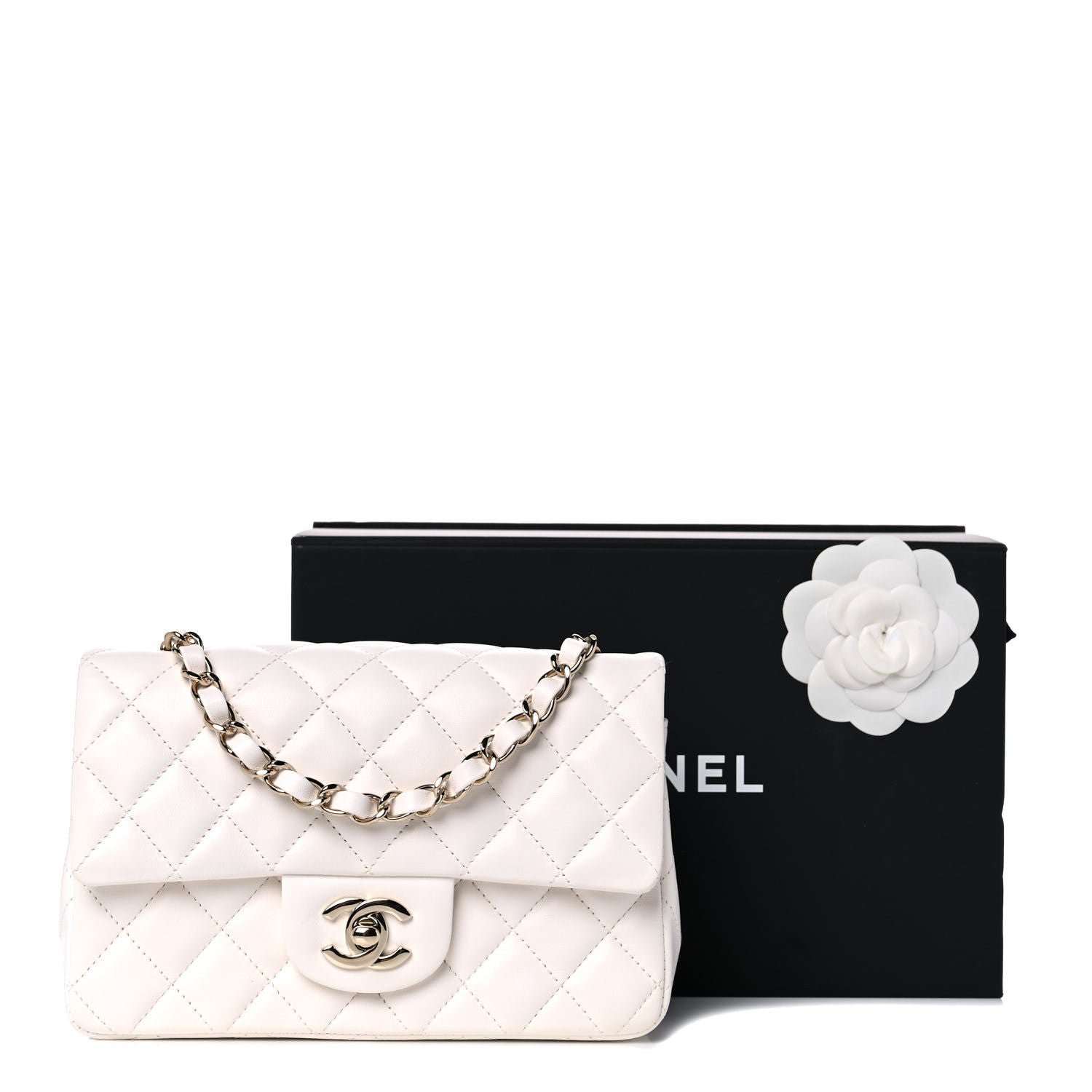 Chanel Lambskin Quilted Mini Rectangular Flap White 11 of 11
