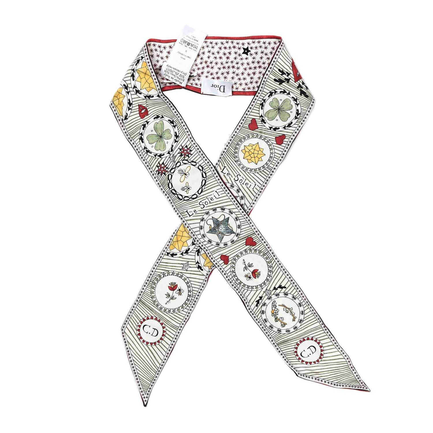 Christian Dior CHRISTIAN DIOR Silk Le Soleil Tarot Mitzah Scarf Off White 1 of 8