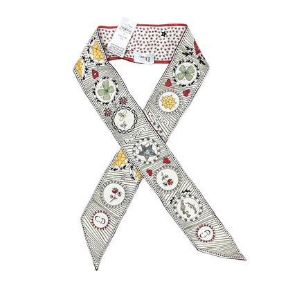 Christian Dior CHRISTIAN DIOR Silk Le Soleil Tarot Mitzah Scarf Off White 1 of 8