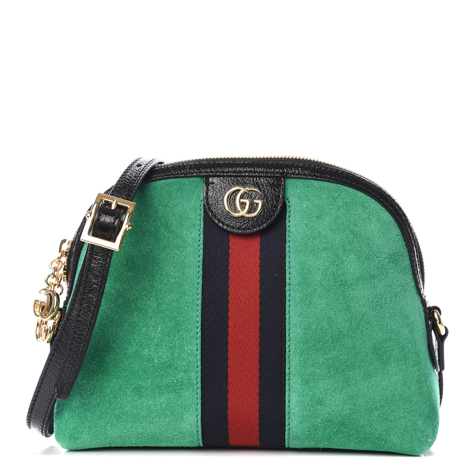 Gucci Suede Patent GG Web Small Ophidia Dome Shoulder Bag New Shamarock Black 1 of 9