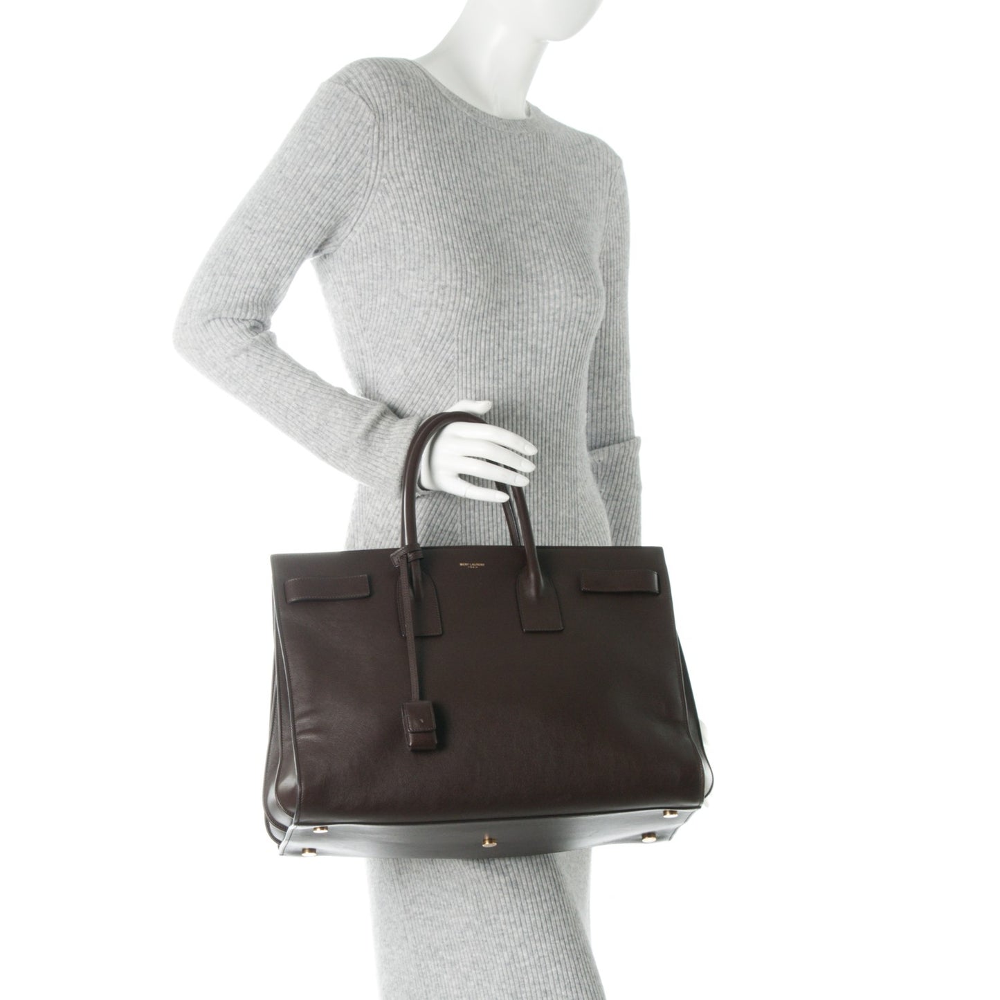 Calfskin Large Sac De Jour Carryall Dark Brown