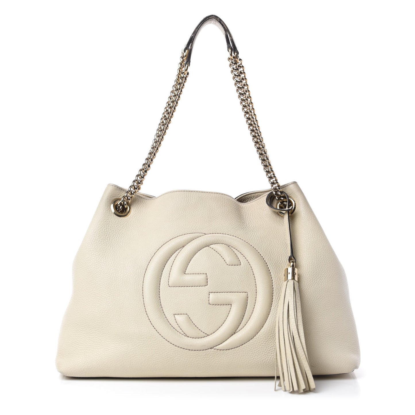 Pebbled Calfskin Medium Soho Chain Shoulder Bag Off White