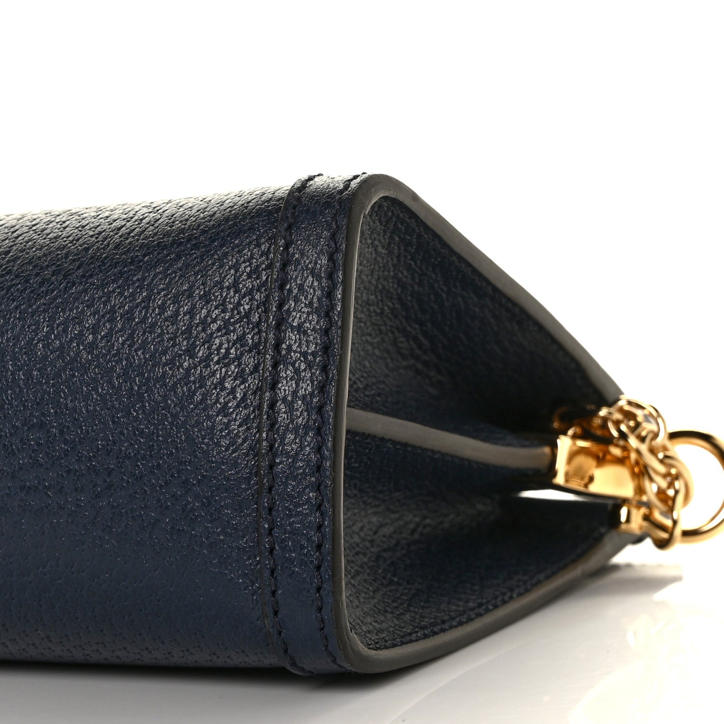 Textured Calfskin Web Small Ophidia Chain Shoulder Bag Blue Agata