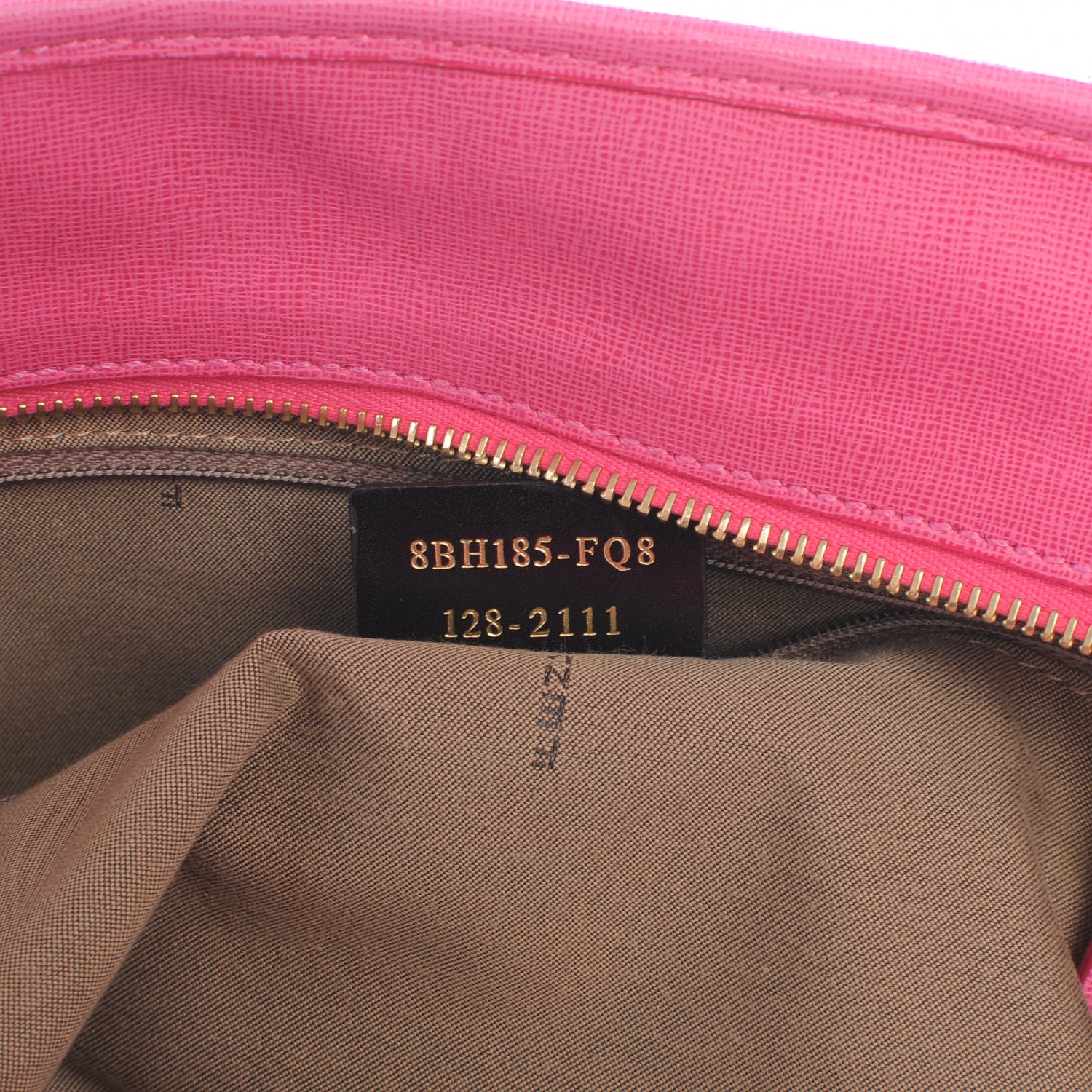 Fendi Zucca Vitello Elite Medium Roll Tote Tobacco Fuxia 6 of 8