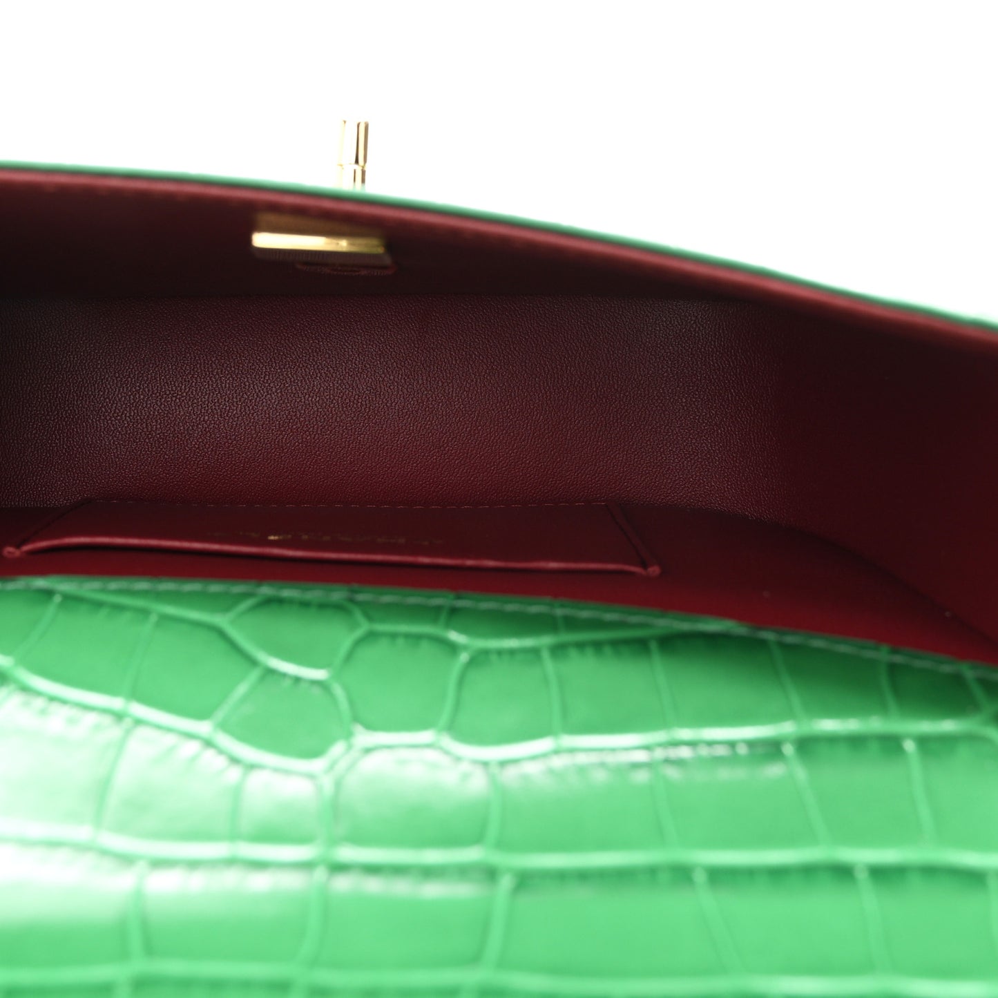 Calfskin Crocodile Embossed Turn Around Mini Flap Green