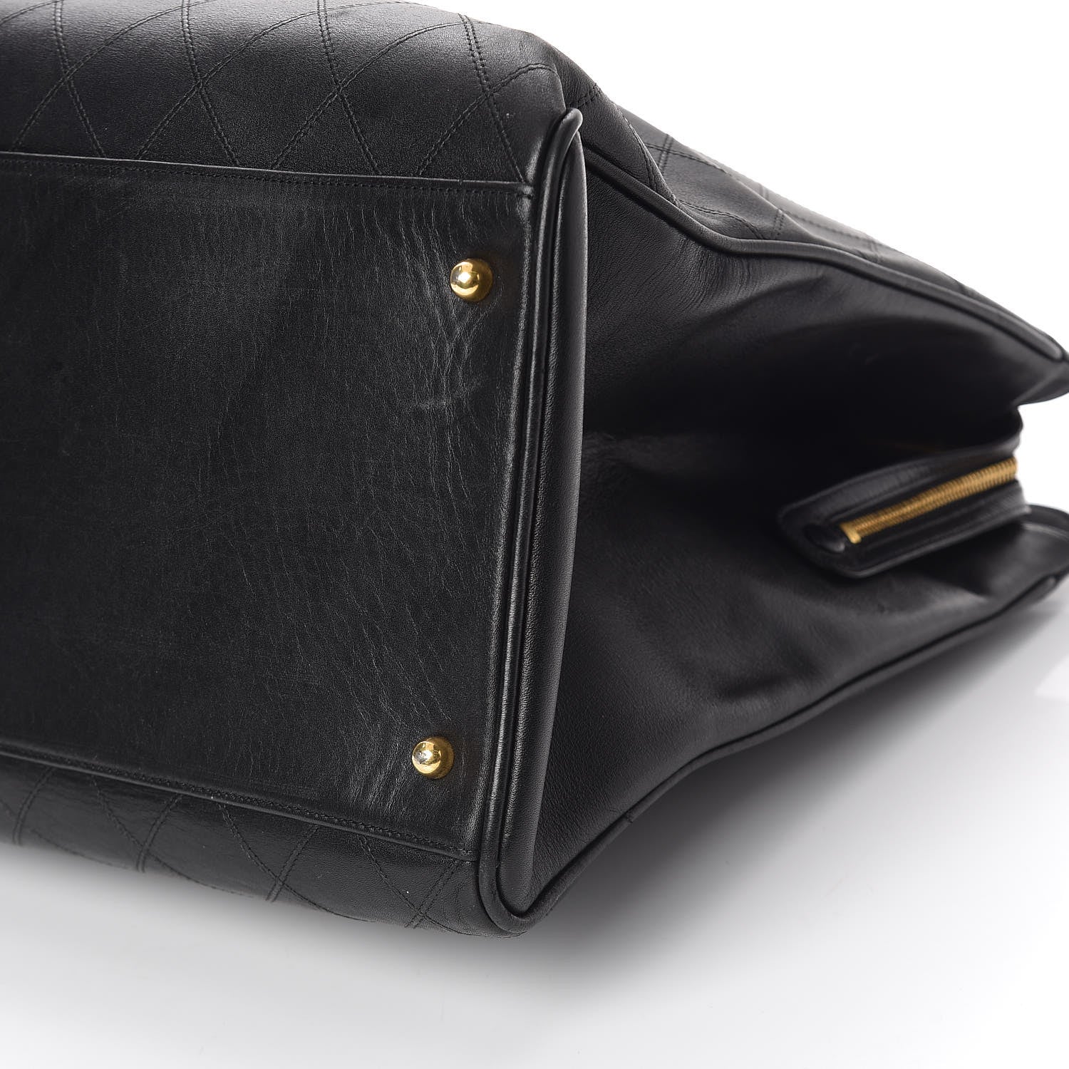Chanel Calfskin Stitched XL Weekender Black 11 of 12