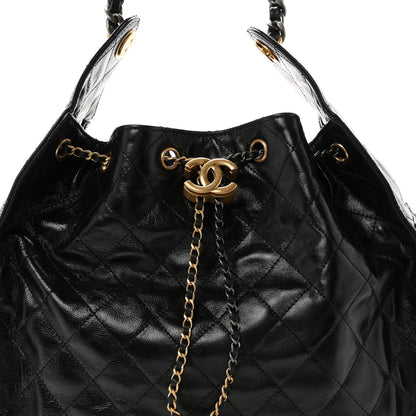 Chanel Shiny Crumpled Calfskin Quilted Medium Chanel 25 Handbag Black 9 of 11