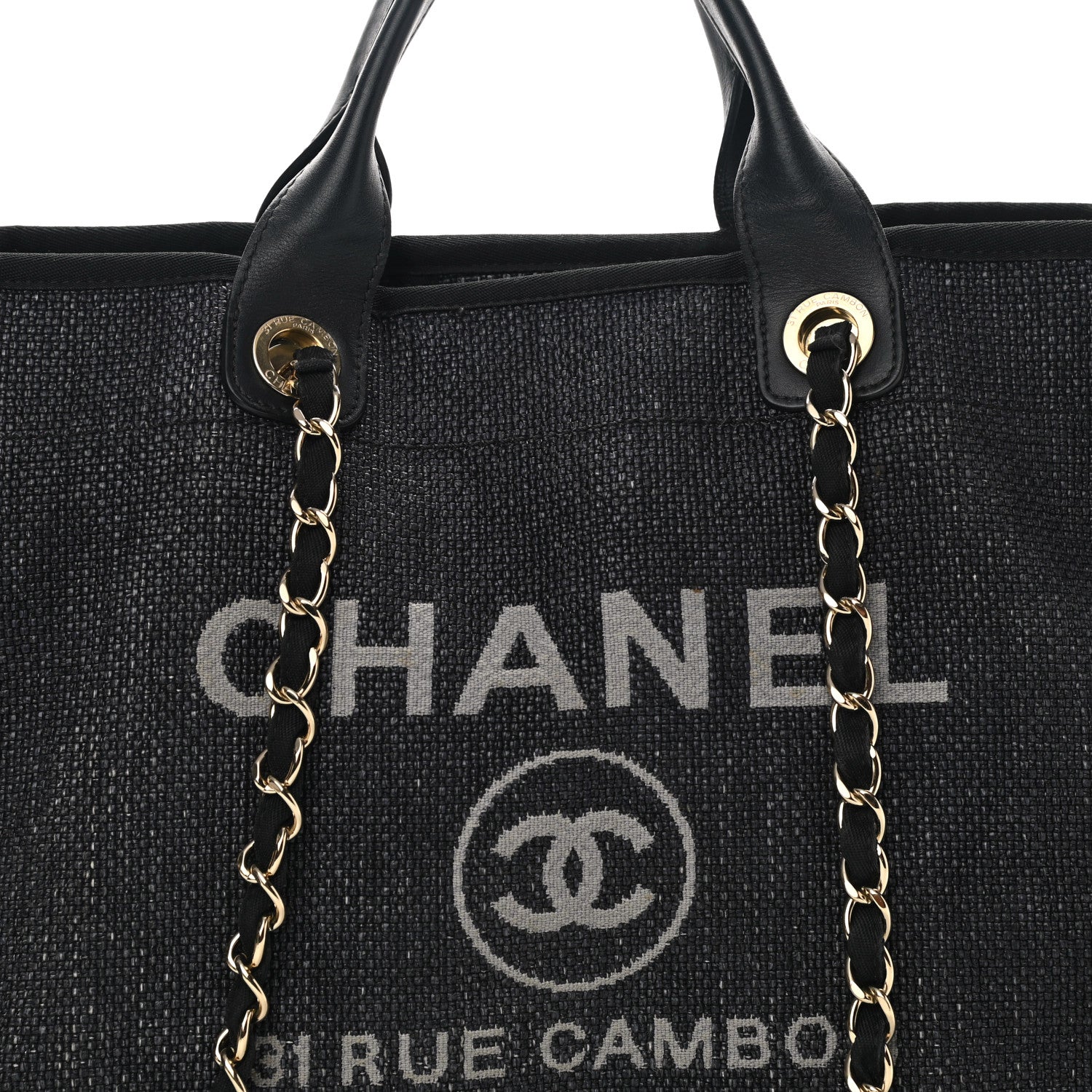 Chanel Woven Straw Raffia Large Deauville Tote Dark Blue 7 of 10