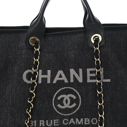 Chanel Woven Straw Raffia Large Deauville Tote Dark Blue 7 of 10