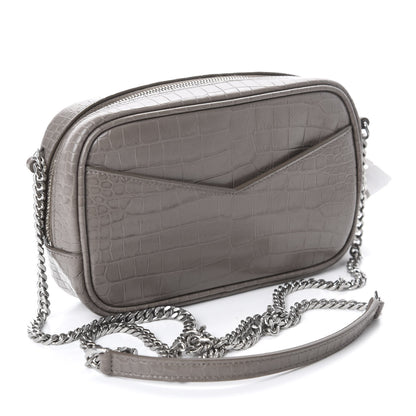 Saint Laurent Calfskin Crocodile Embossed Monogram Lou Camera Bag Fog 3 of 10