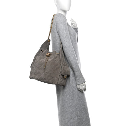 Chanel Suede Quilted Medium Chanel 25 Handbag Dark Grey 2 of 13
