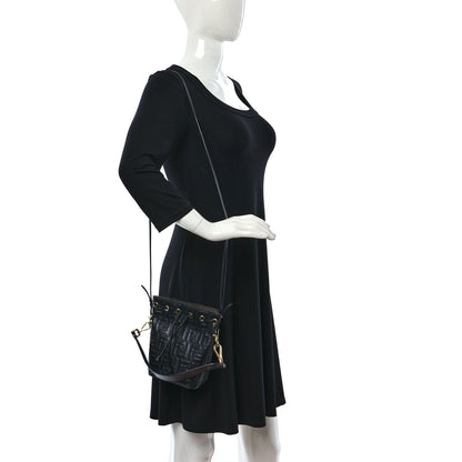 Fendi Vitello Liberty F is Fendi FF 1974 Embossed Mini Mon Tresor Bucket Bag Black 2 of 12