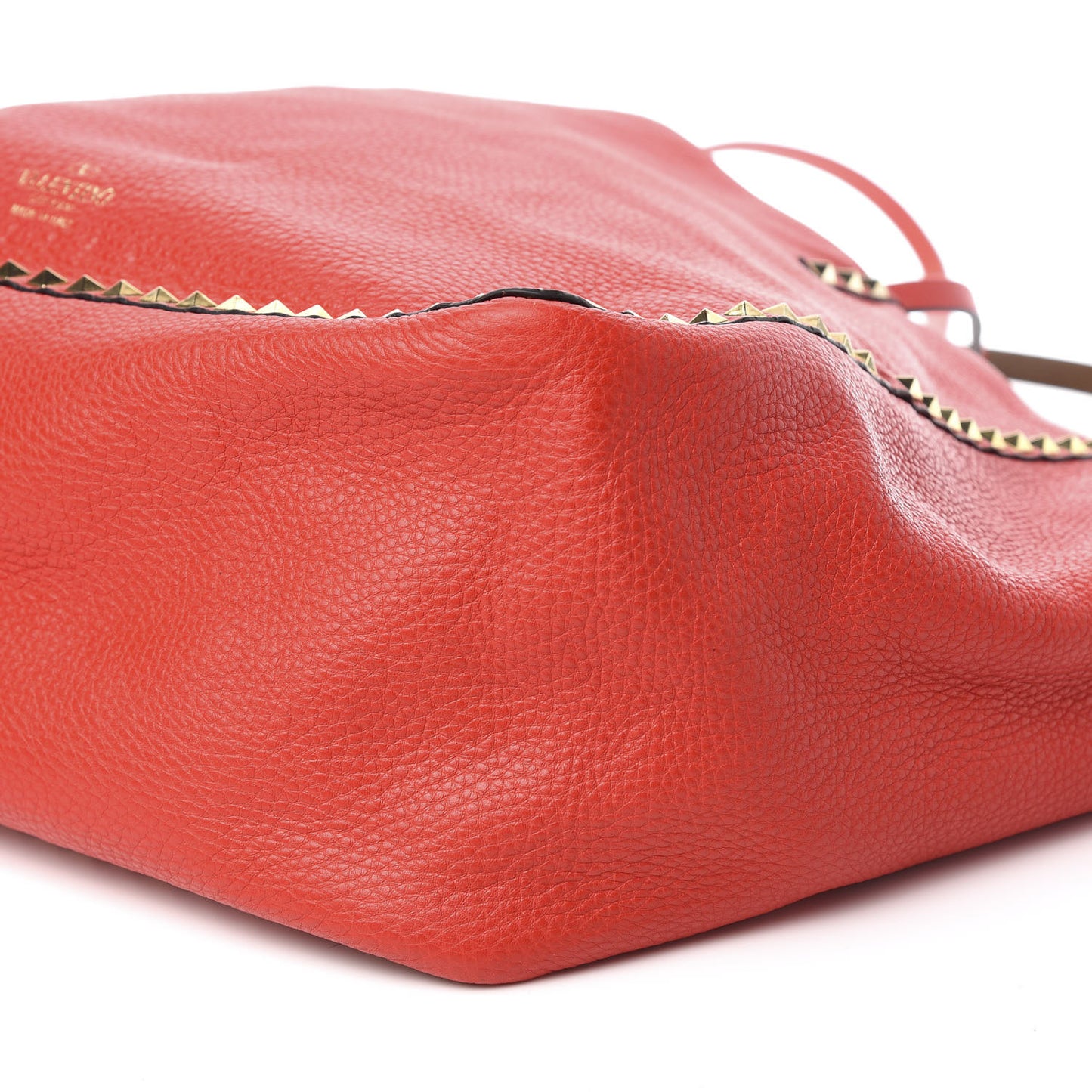 Calfskin Medium Rockstud Reversible Tote Brown Red
