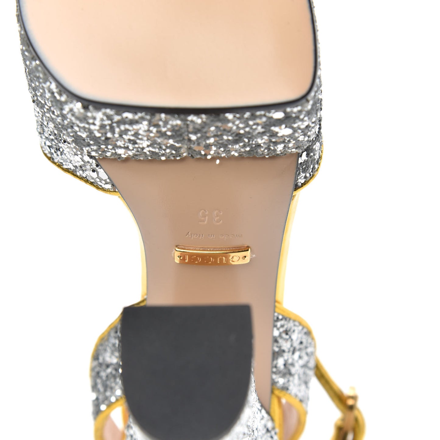 Glitter Soko Bee Platform High Heel Sandals 35 Argento Oro Vecchio