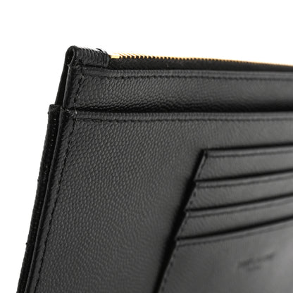 Saint Laurent Grain De Poudre Chevron Monogram Large Bill Pouch Black 10 of 14