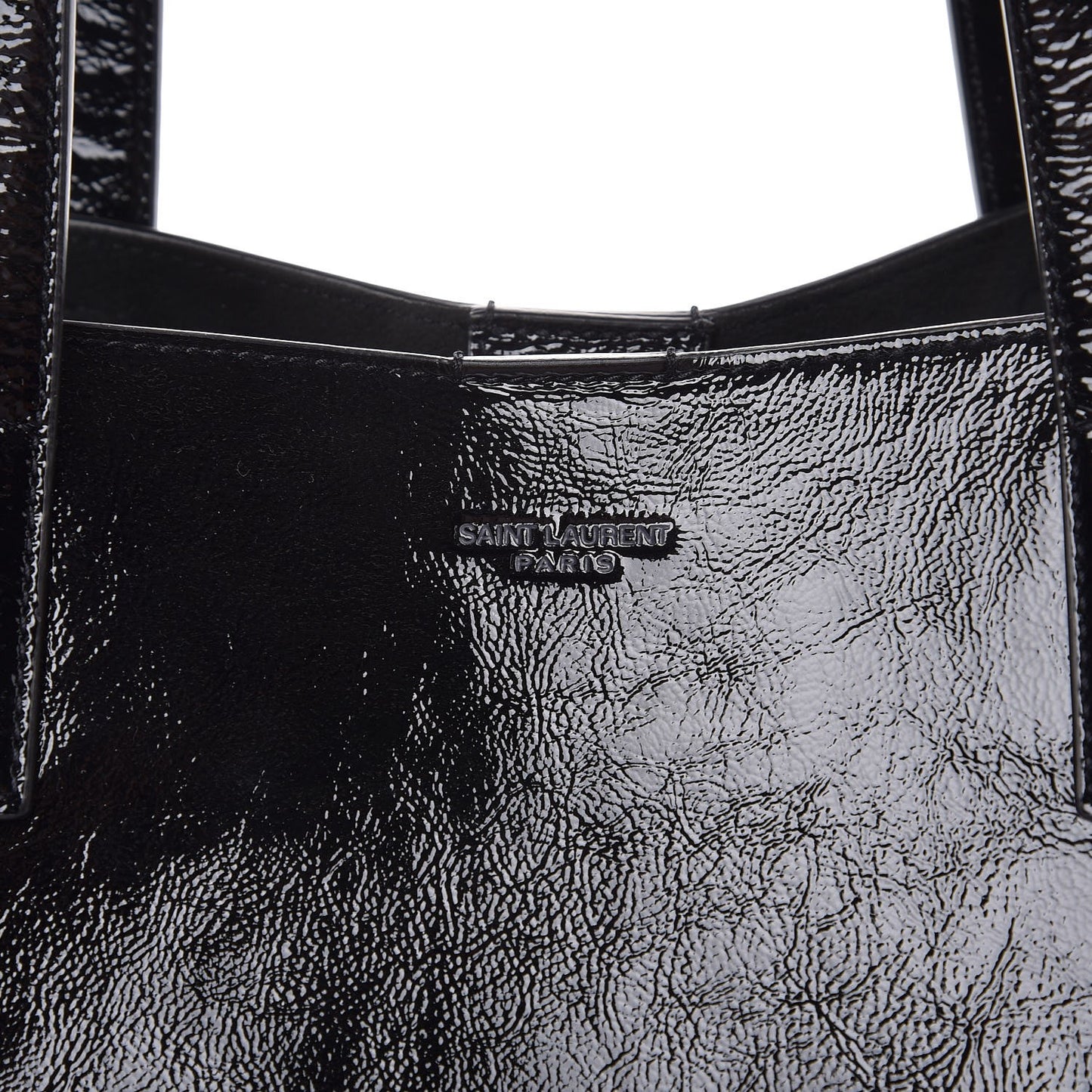Patent Calfskin Large Shopping Tote Black