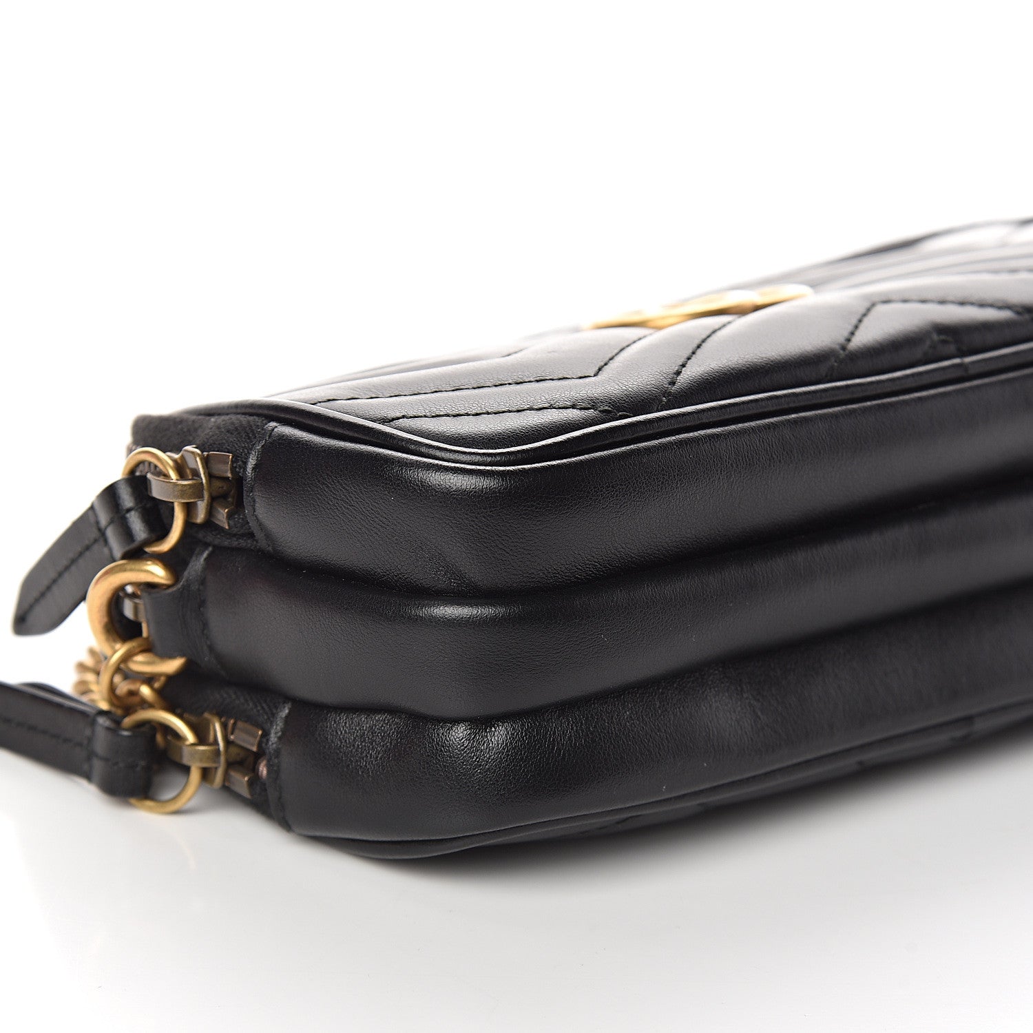 Gucci Calfskin Matelasse Mini GG Marmont Chain Crossbody Bag Black 7 of 8