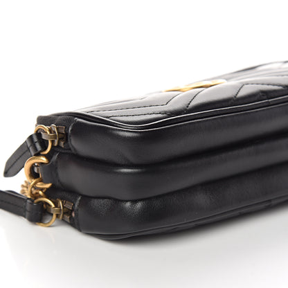 Gucci Calfskin Matelasse Mini GG Marmont Chain Crossbody Bag Black 7 of 8