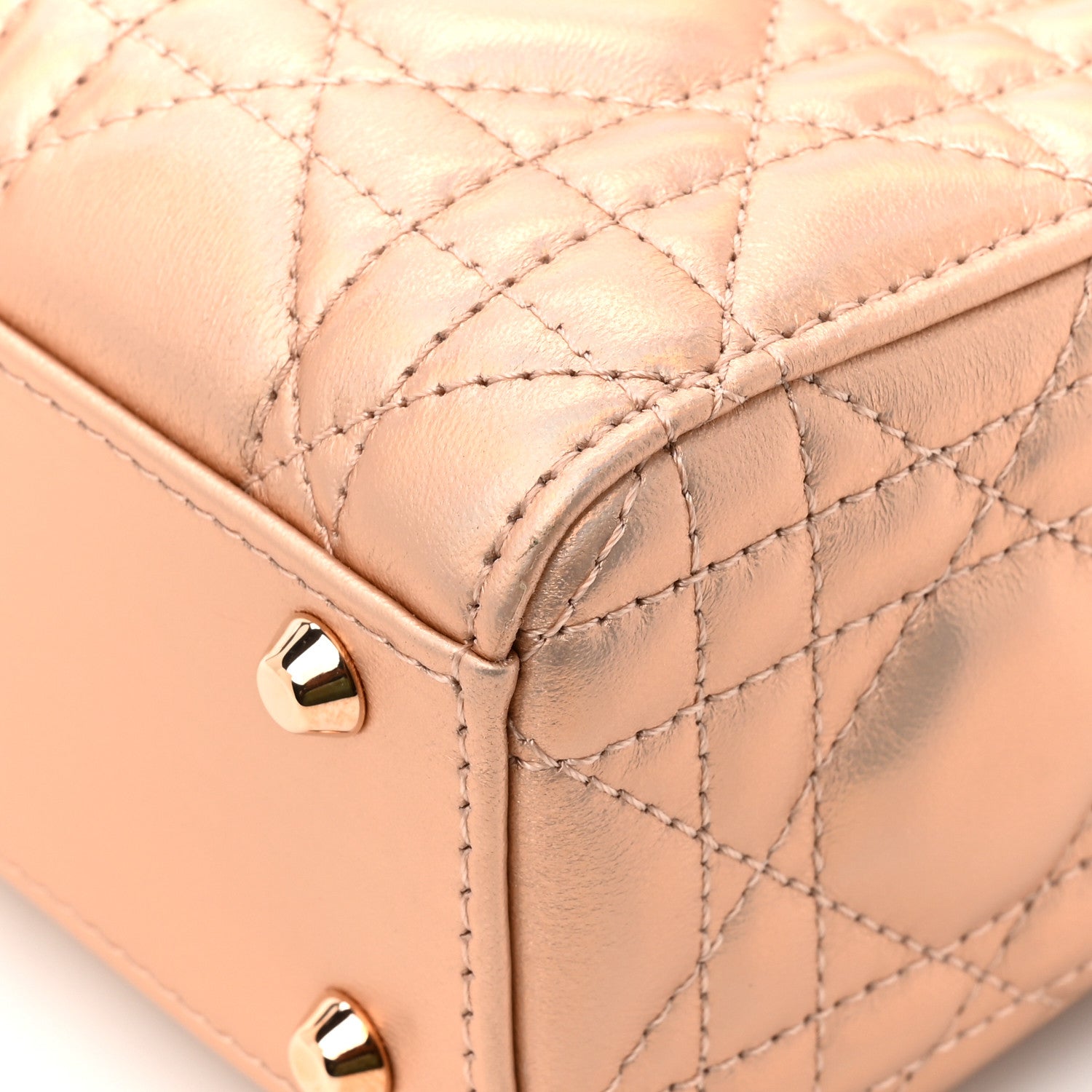 Christian Dior Iridescent Metallic Lambskin Cannage Mini Lady Dior Pink 11 of 12