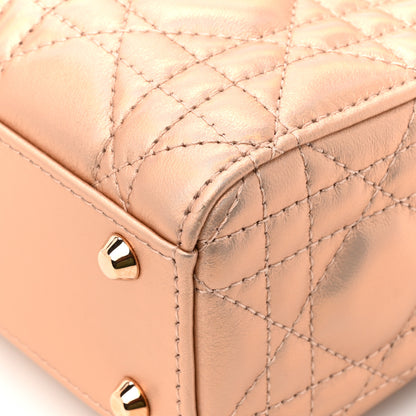 Christian Dior Iridescent Metallic Lambskin Cannage Mini Lady Dior Pink 11 of 12