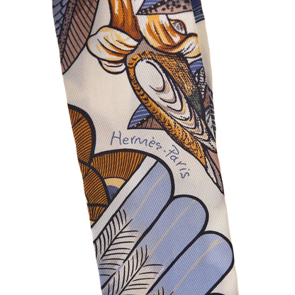 Hermes Silk Tree Of Song Twilly Creme Mauve Ocre 4 of 5