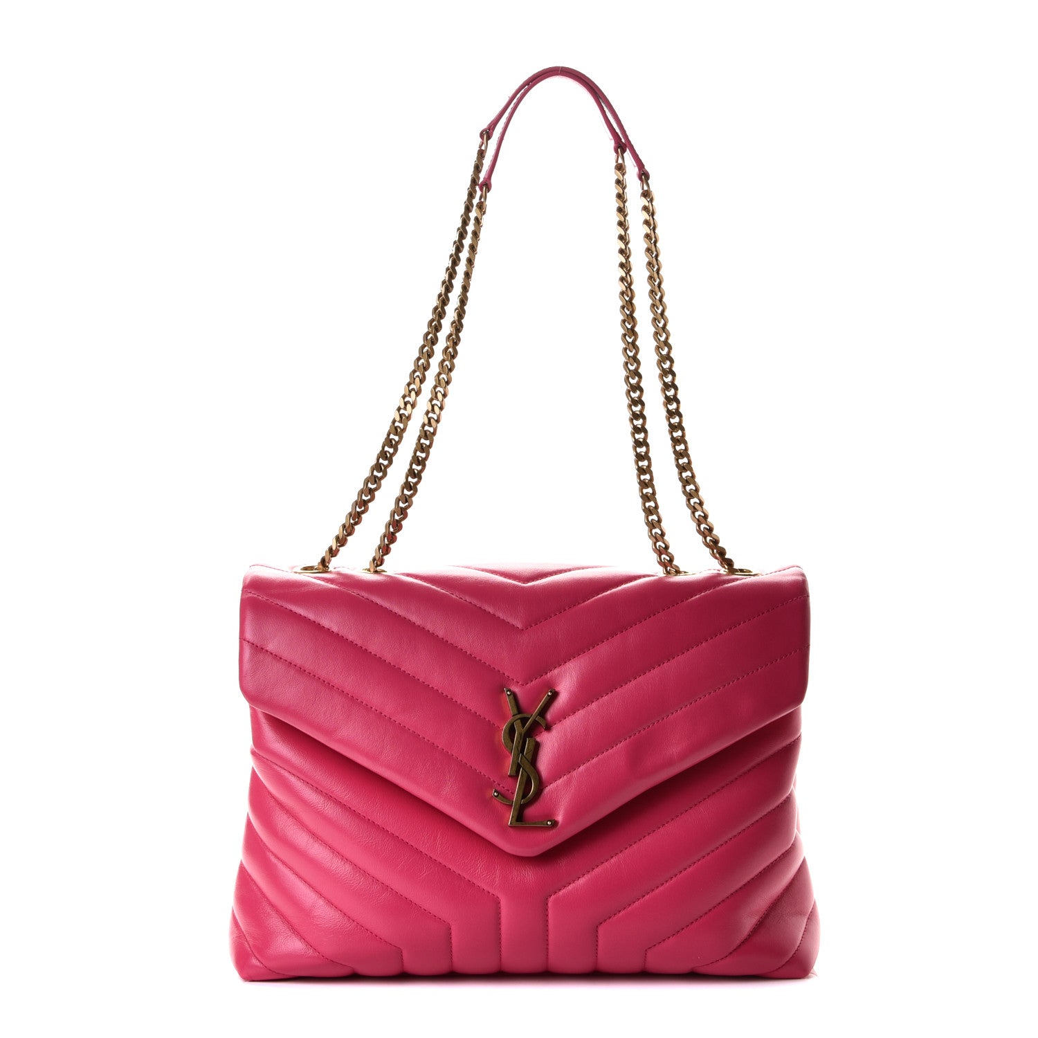 Saint Laurent Calfskin Y Quilted Monogram Medium Loulou Chain Satchel Freesia 1 of 4