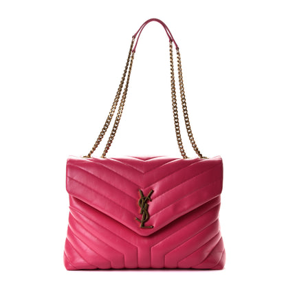 Saint Laurent Calfskin Y Quilted Monogram Medium Loulou Chain Satchel Freesia 1 of 4