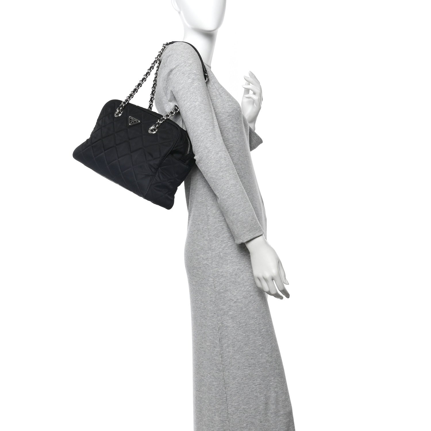 Prada Nylon Tessuto Impuntu Quilted Shoulder Bag Black 1825511