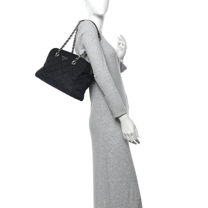 Prada Nylon Tessuto Impuntu Quilted Shoulder Bag Black 2 of 11