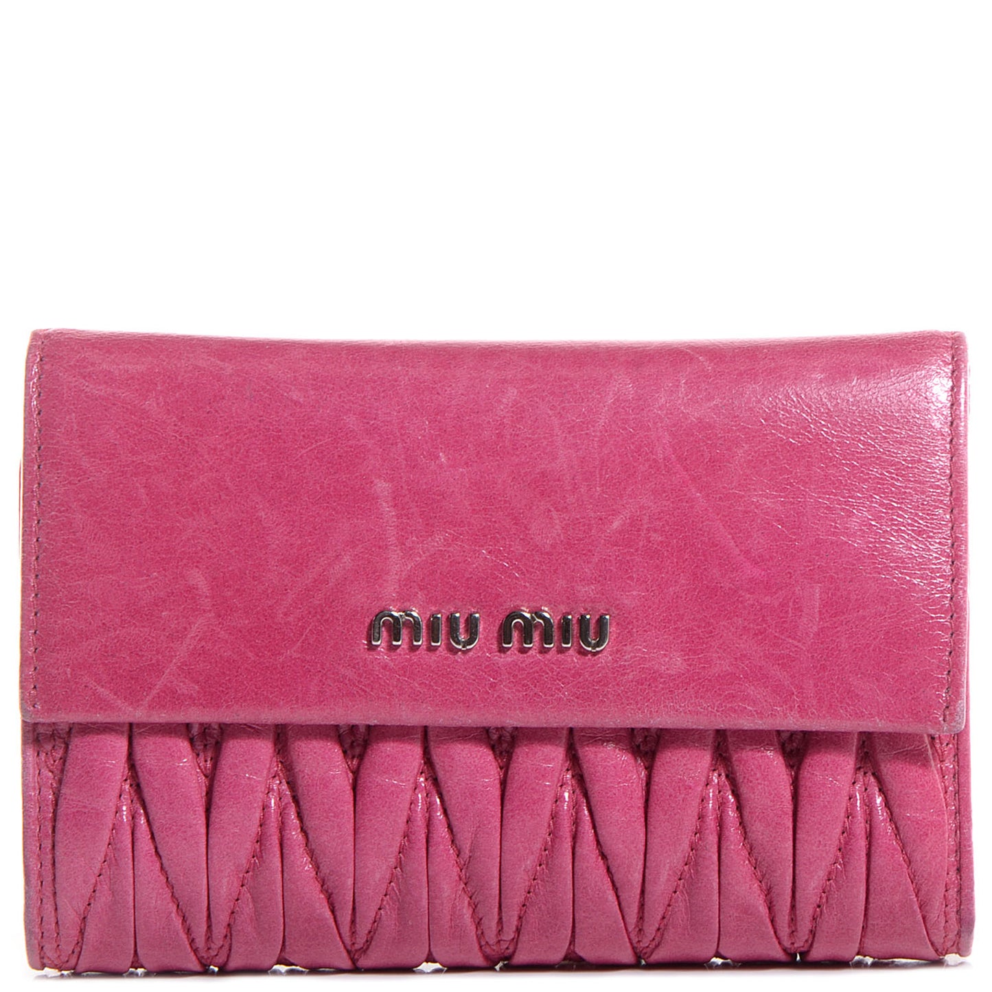 Matelasse Lux Tri-Fold Flap Wallet Peonia