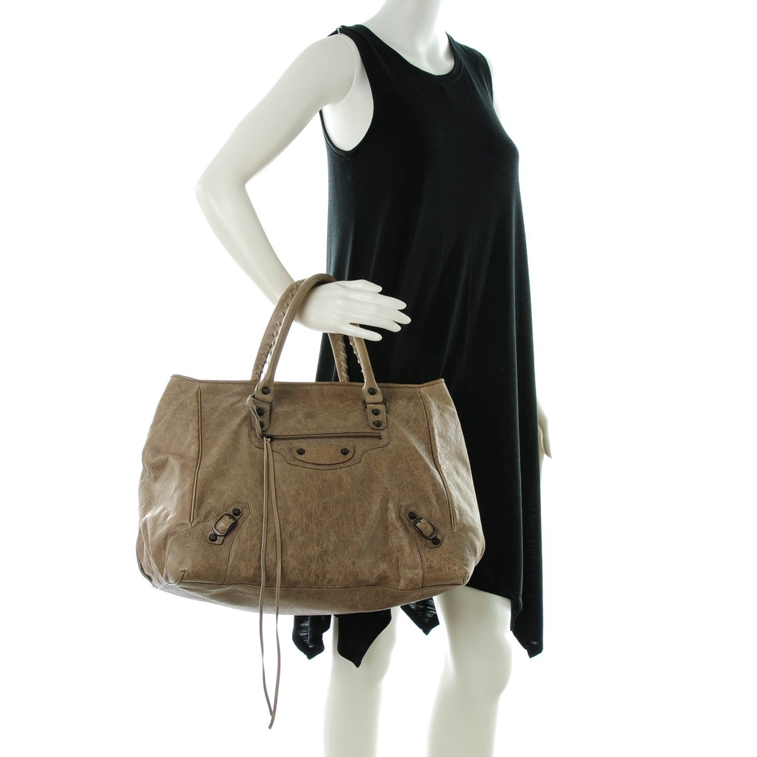 Balenciaga Agneau Classic Hardware Large Sunday Tote Gris Poivre 2 of 8