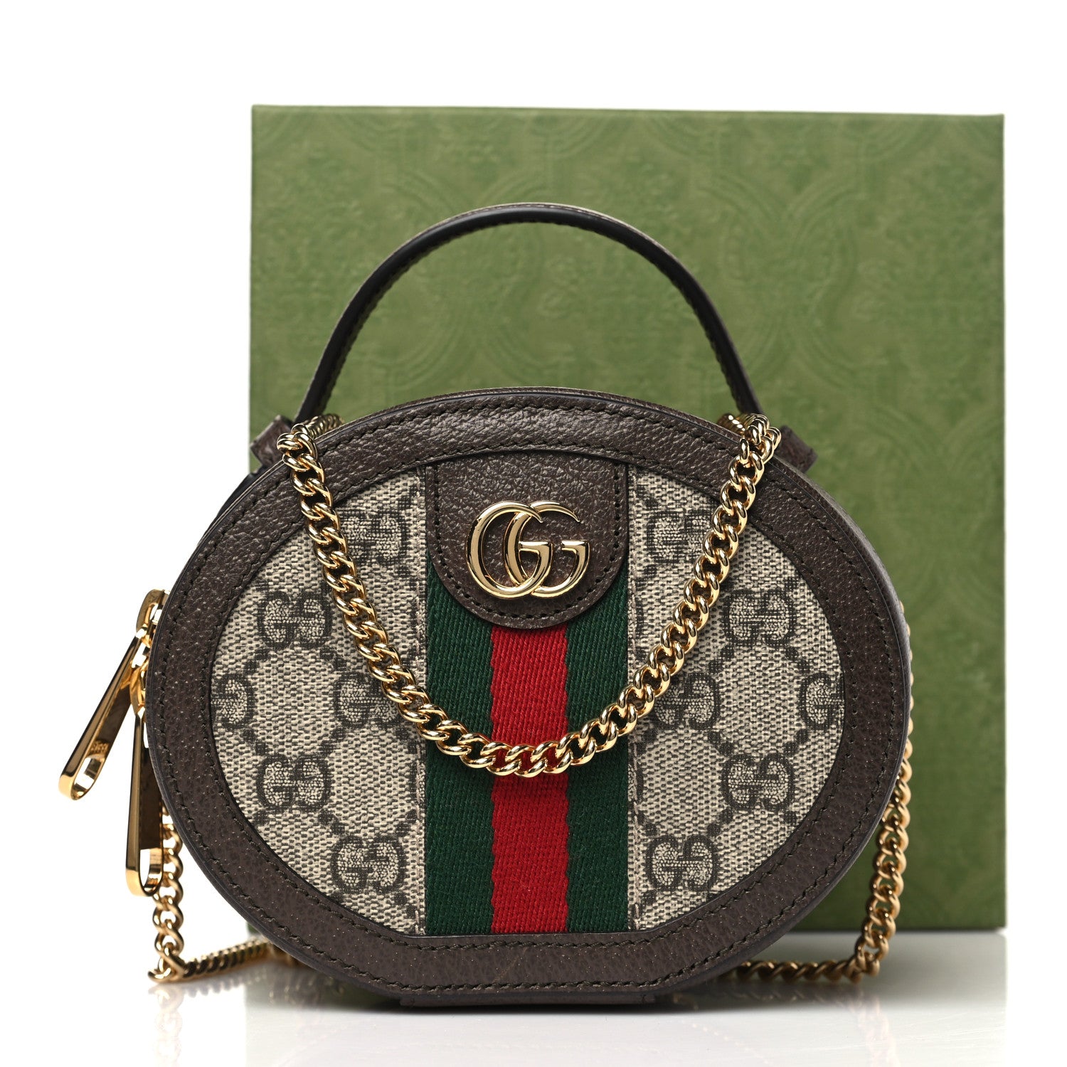 Gucci GG Supreme Monogram Top Handle Web Mini Ophidia Round Shoulder Bag Brown 11 of 11