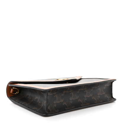 Celine Triomphe Canvas Calfskin Wallet on Chain Tan 4 of 10