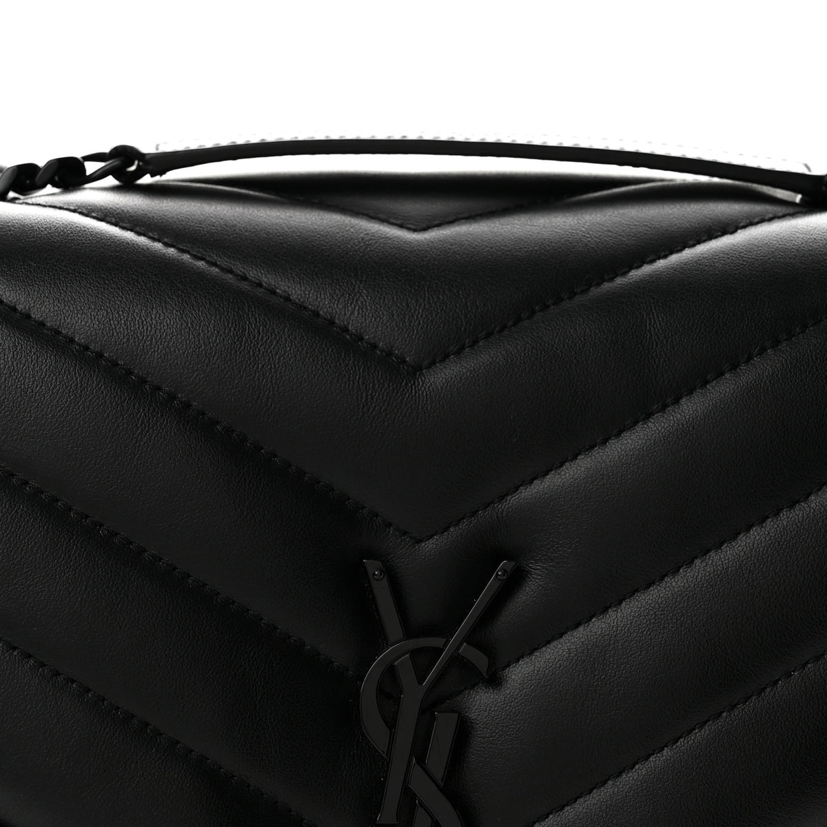 Saint Laurent Calfskin Y Quilted Monogram Monochrome Large Loulou Chain Satchel Black 8 of 14