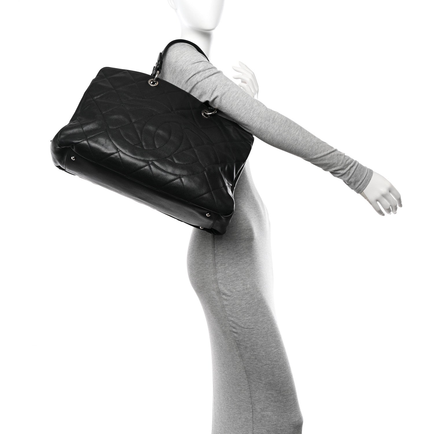 Chanel Caviar Quilted Timeless CC XL Shopping Tote Black 2 of 12