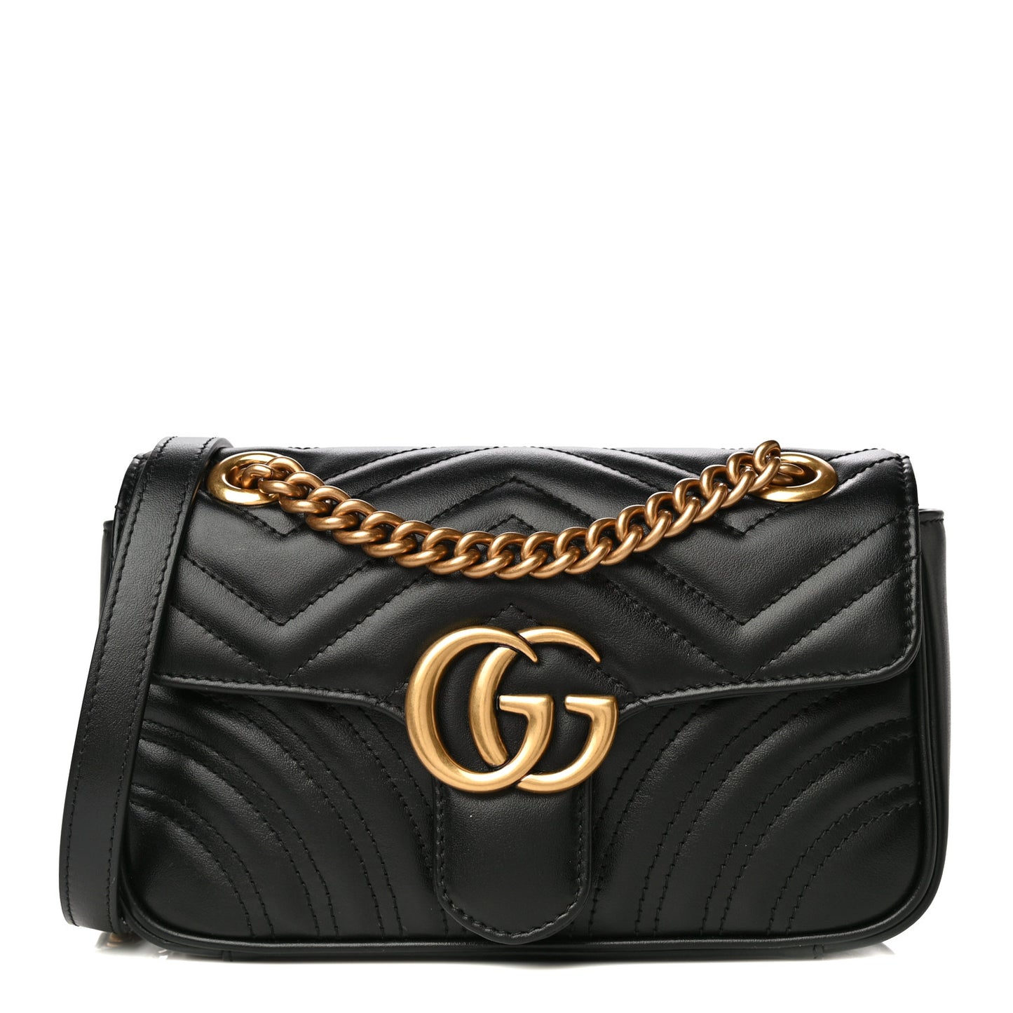 Calfskin Matelasse Mini GG Marmont Shoulder Bag Black