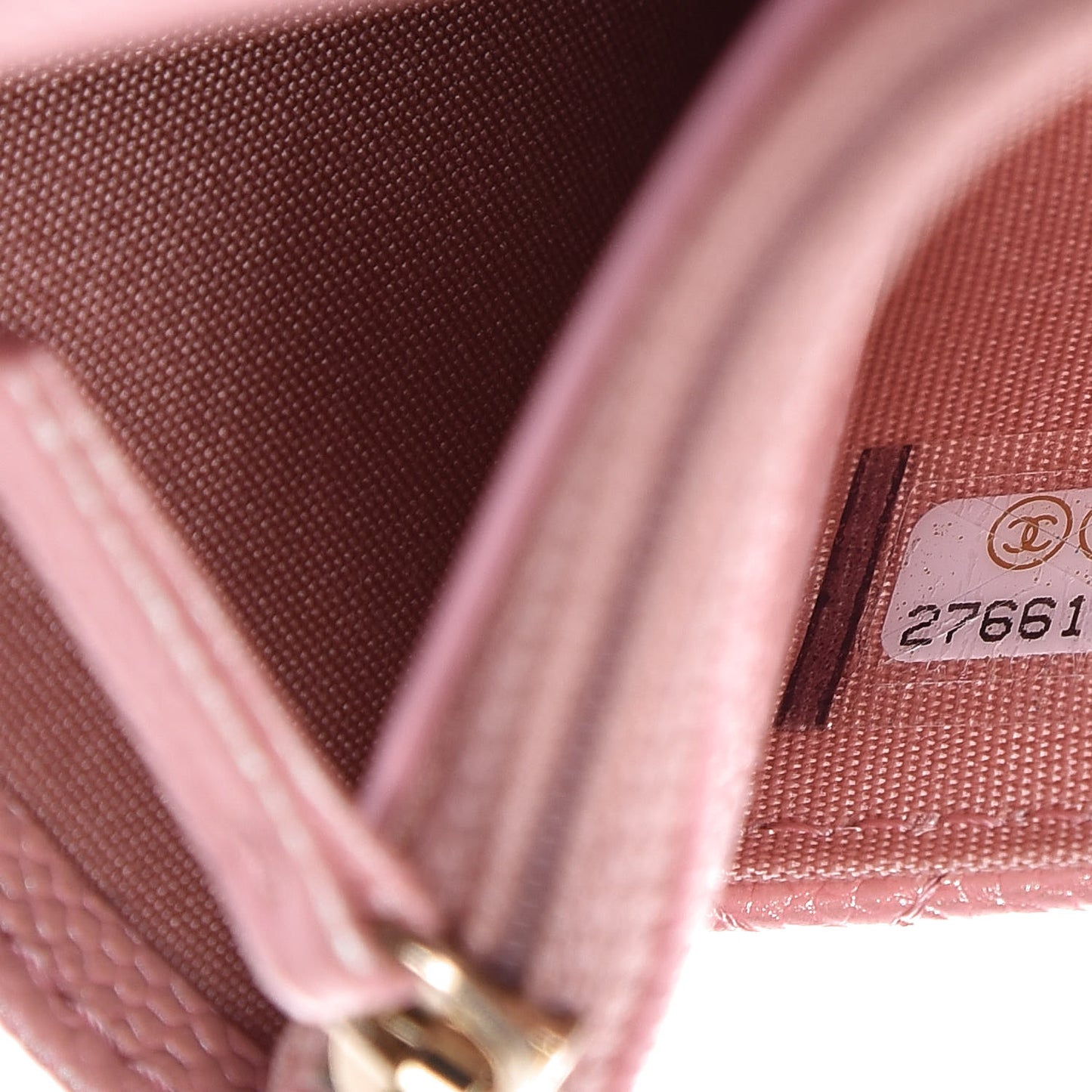 Iridescent Caviar Quilted Wallet on Chain WOC Rose Pink