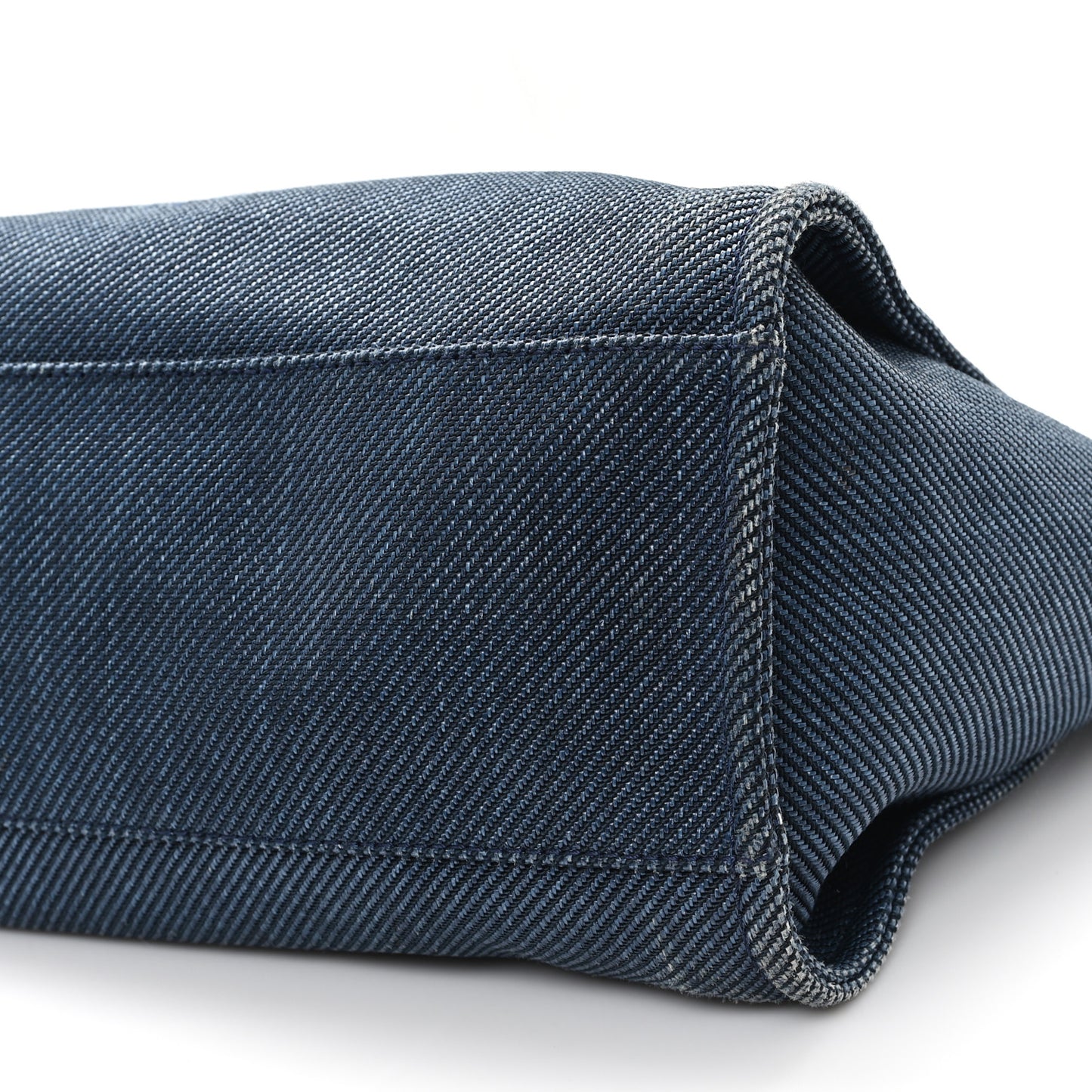 Mixed Fibers Calfskin Medium Deauville Tote Navy Blue