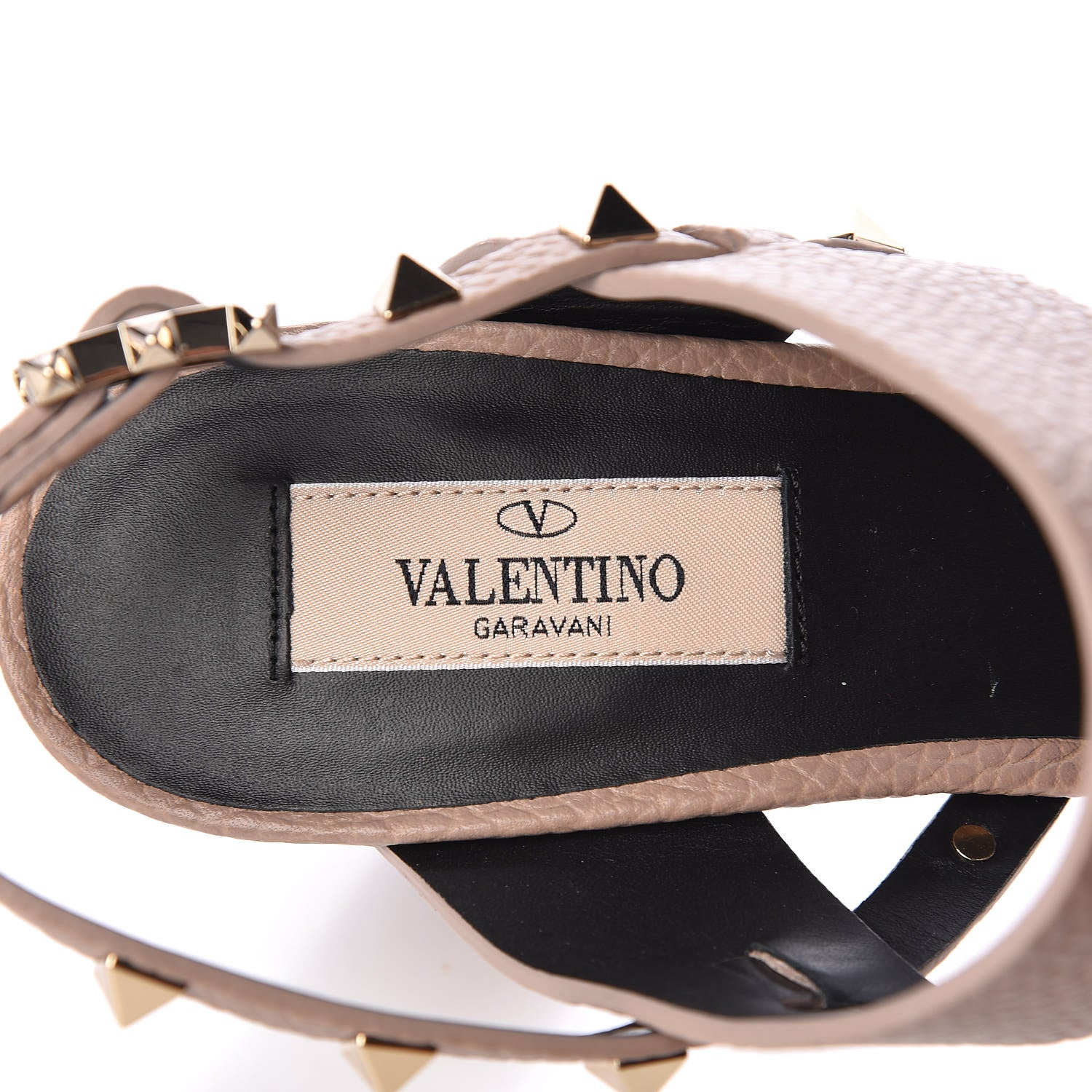 Valentino Garavani Pebbled Calfskin Rockstud Double Slingback Strap 85mm Sandals 39.5 Poudre 6 of 8