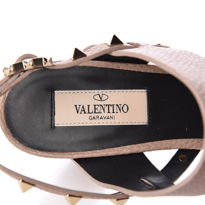 Valentino Garavani Pebbled Calfskin Rockstud Double Slingback Strap 85mm Sandals 39.5 Poudre 6 of 8