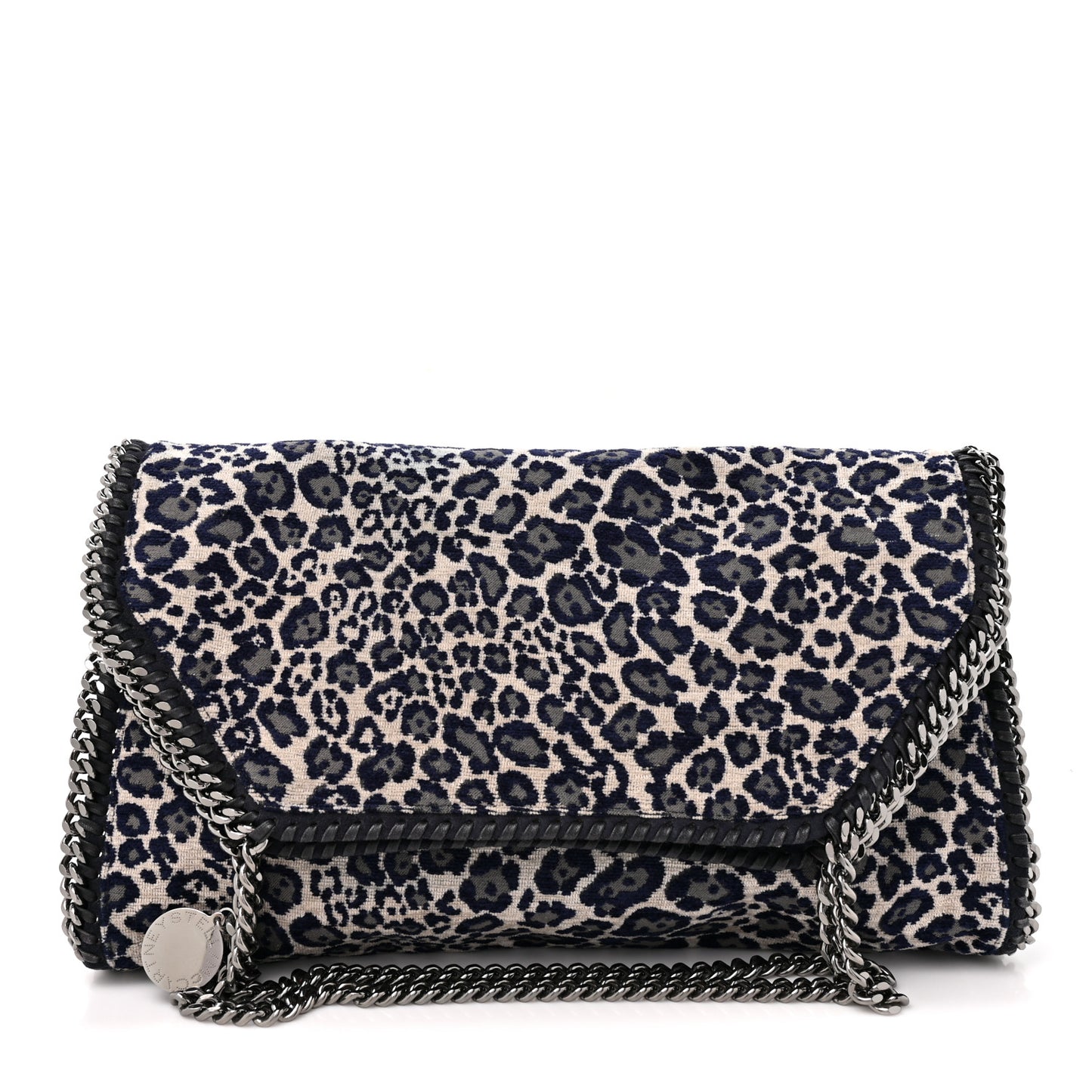 Cotton Canvas Leopard Big Falabella Fold Over Tote Grey