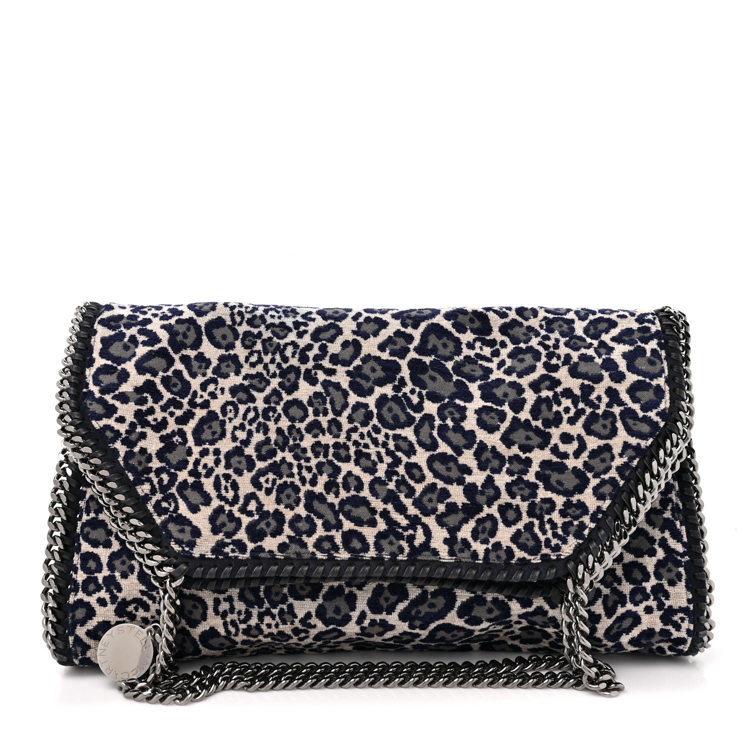 Stella McCartney Cotton Canvas Leopard Big Falabella Fold Over Tote Grey 1 of 10