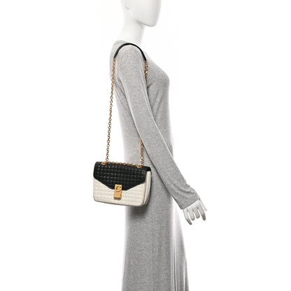 Celine Calfskin Quilted Medium C Bag Black White 2 of 11