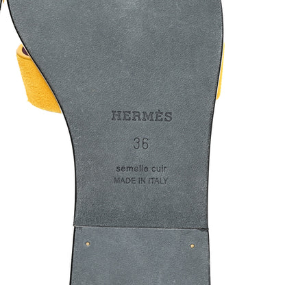 Hermes Suede Goatskin Oran Sandals 36 Jaune Topaze 7 of 10